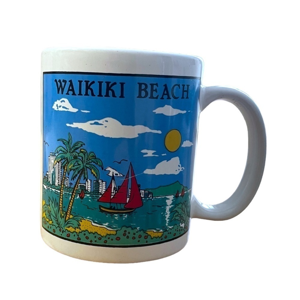 Waikiki Beach Hawaii Vintage Souvenir Coffee Mug‎ Honolulu